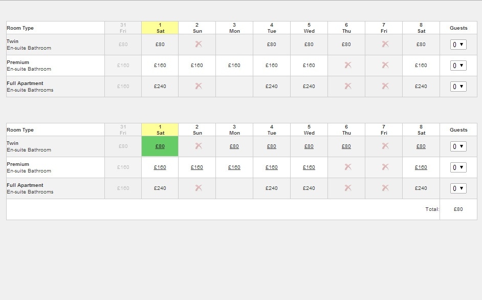 Hostel World Style Booking Panel